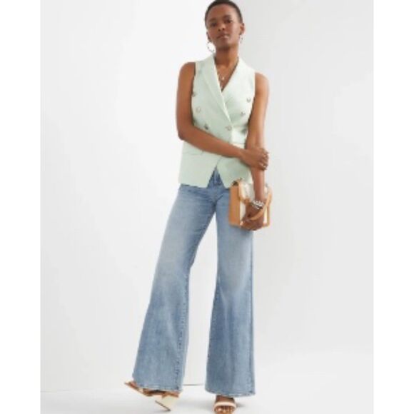 NWT White House Black Market Sage Mint Tweed Studio Vest 12 - Picture 2 of 8